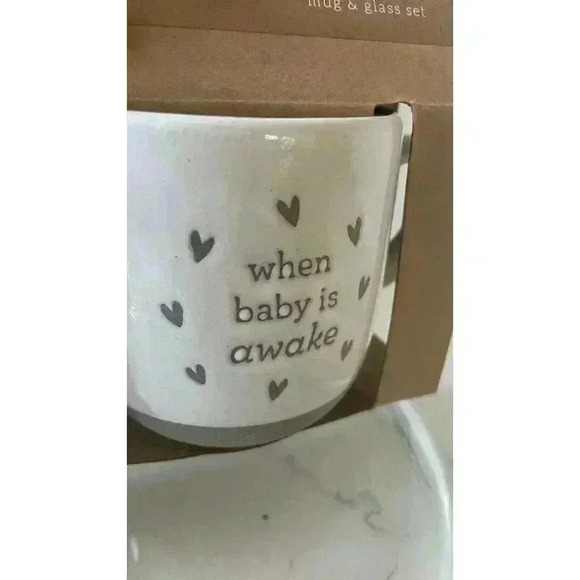 DEMDACO When Baby Sleeps Tan Rose 16 Ounce Coffee Cup Mug and Wineglass Set of 2 - Picture 4 of 9